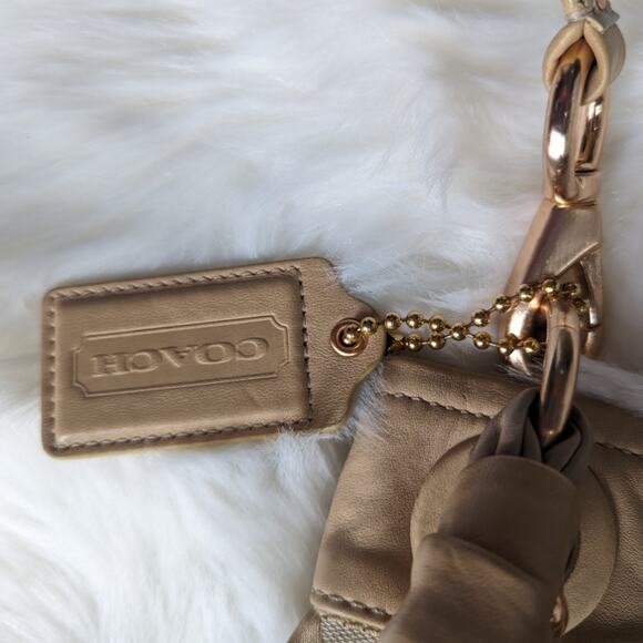 COACH Signature Logo 2 Way Shoulder Bag Tan Purse - Picture 6 of 9